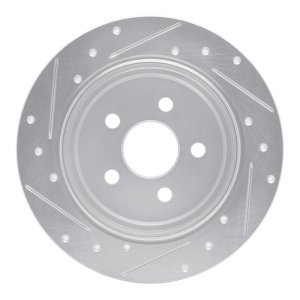 Chrysler PT Cruiser Brake Rotor (1) - Rear Right - R1 Concepts - Drilled & Slotted - Silver - `95-`03